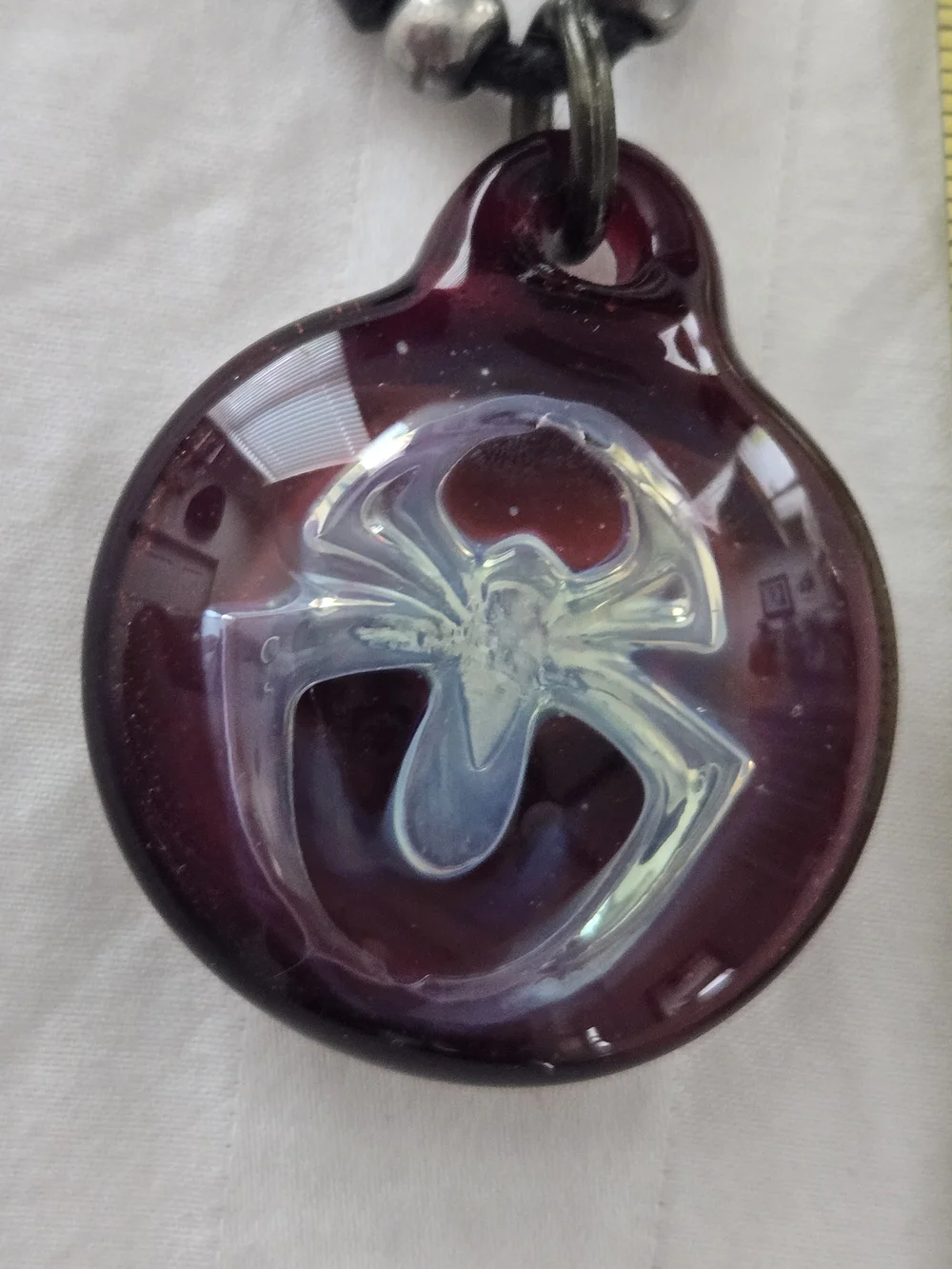 Custom Hand-blown Borosilicate Glass Spider-man Pendant Necklace-red Glitter Orb